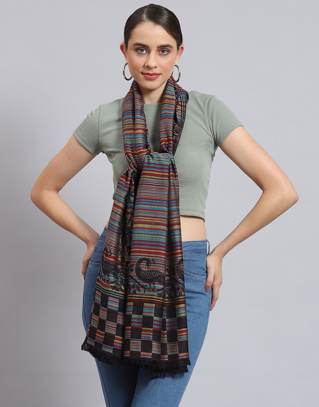 Women Multicolor Self Design Stole