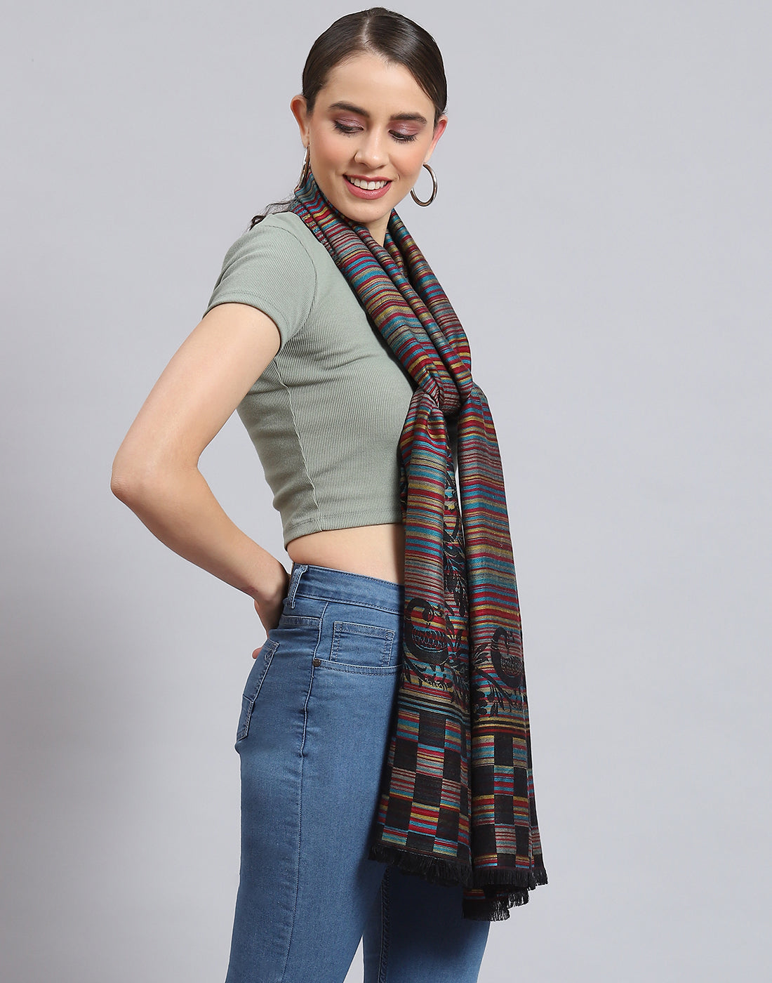 Women Multicolor Self Design Stole