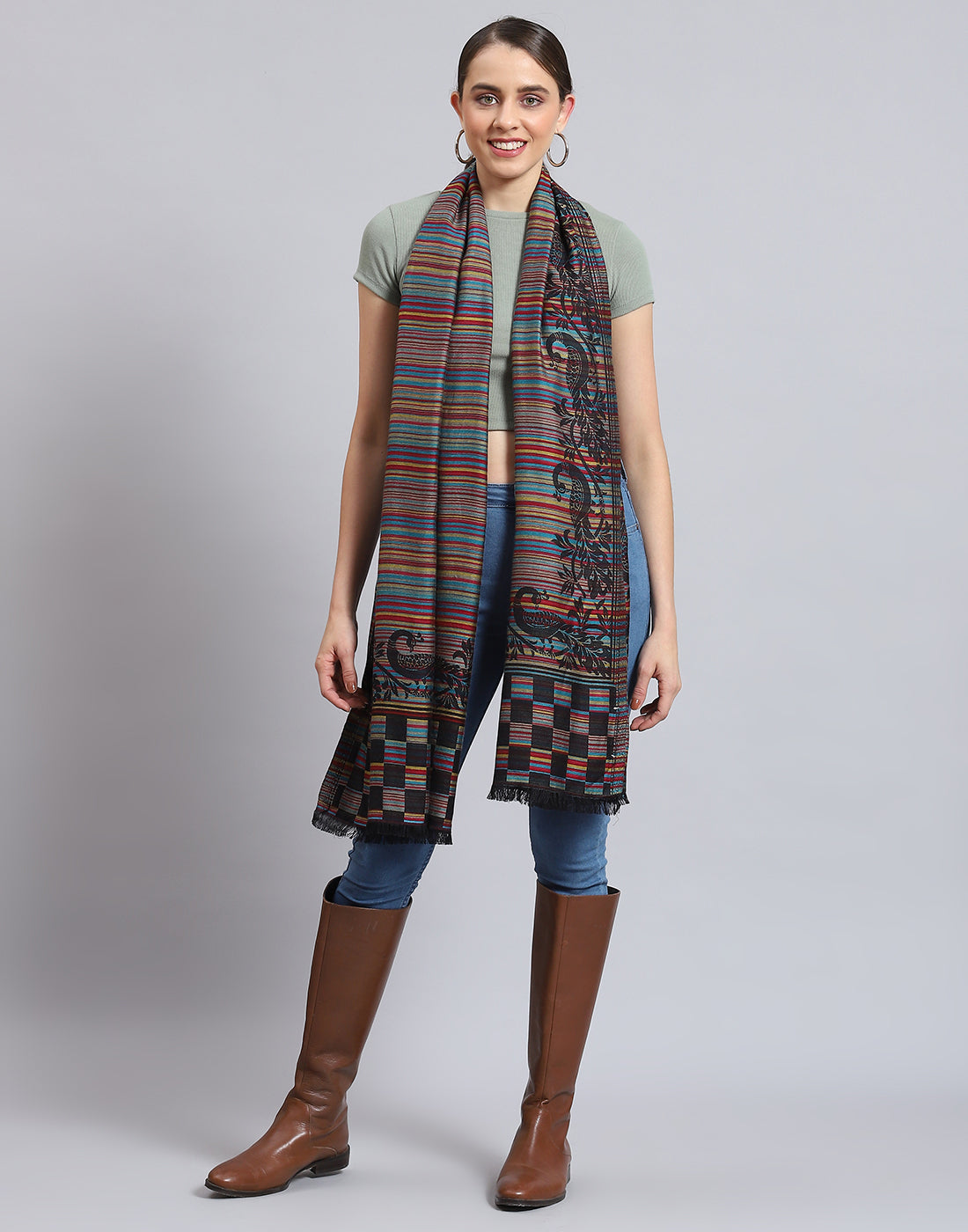 Women Multicolor Self Design Stole