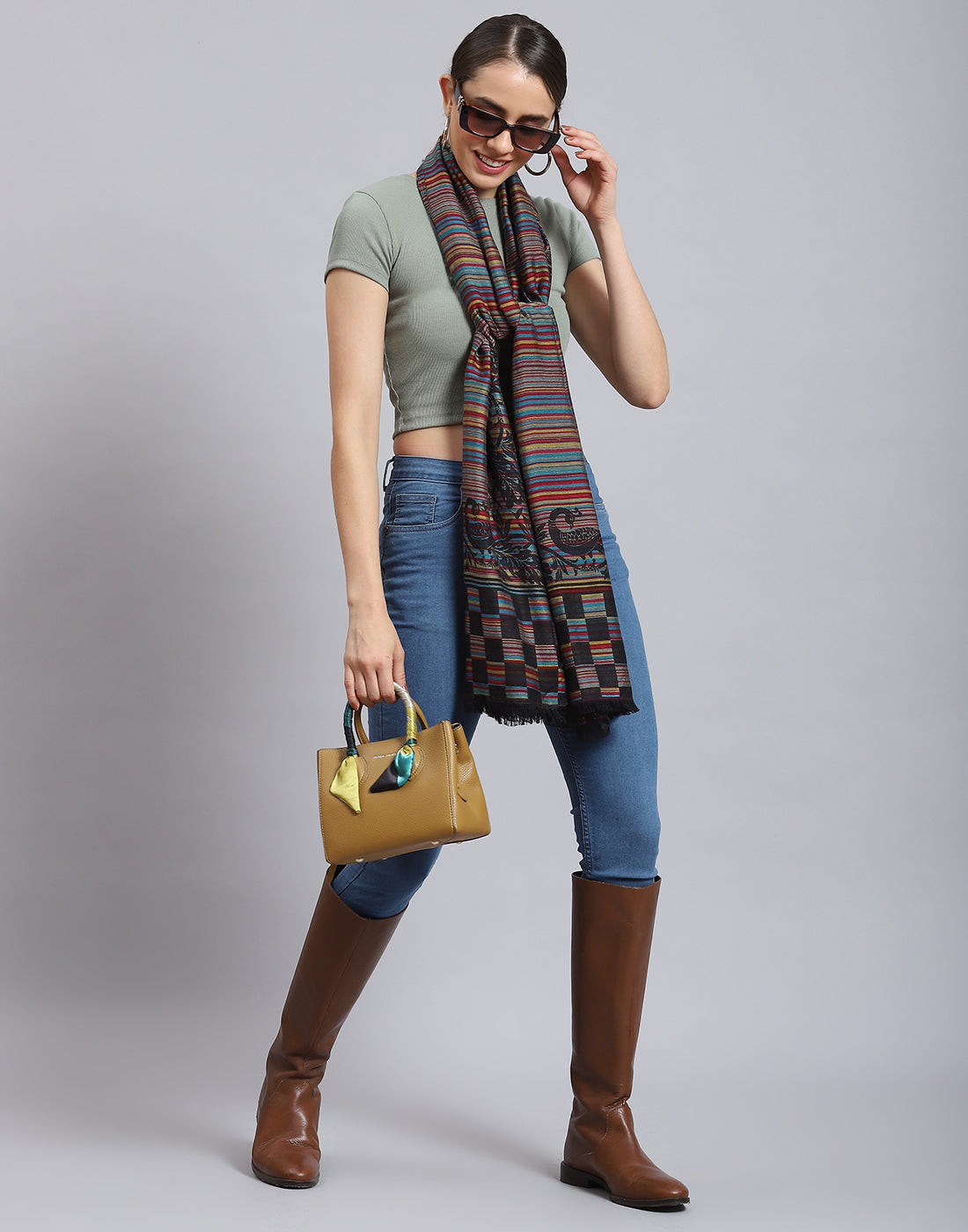 Women Multicolor Self Design Stole