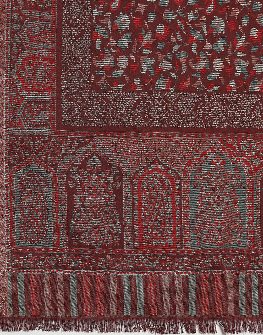 Women Maroon Self Design Stole