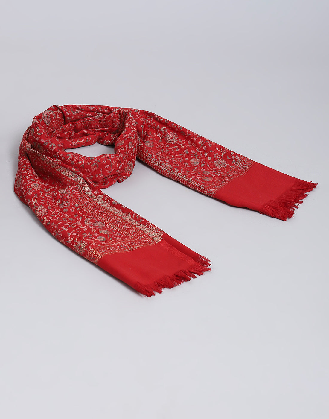 Women Red Self Design Stole