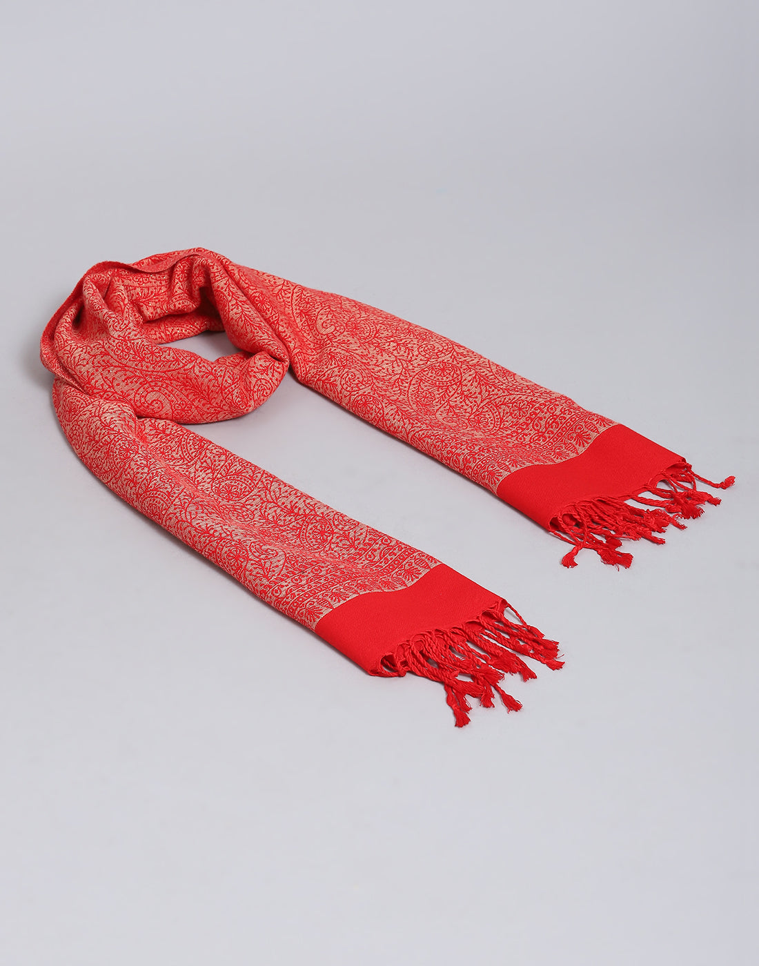 Women Red Self Design Stole