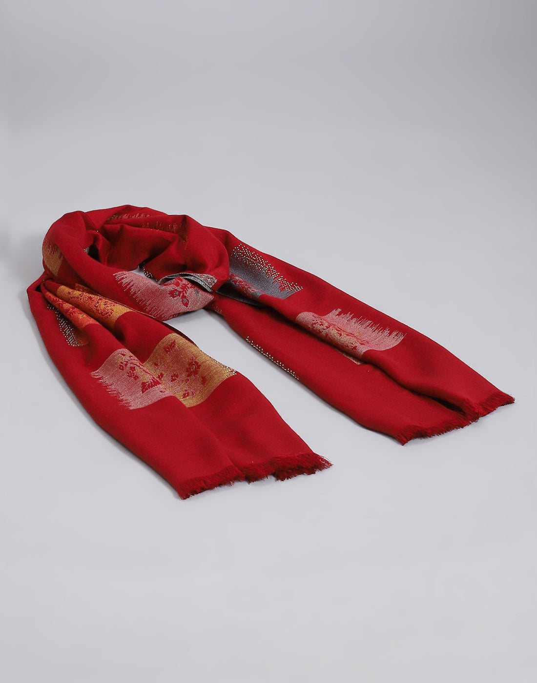 Women Red Self Design Stole