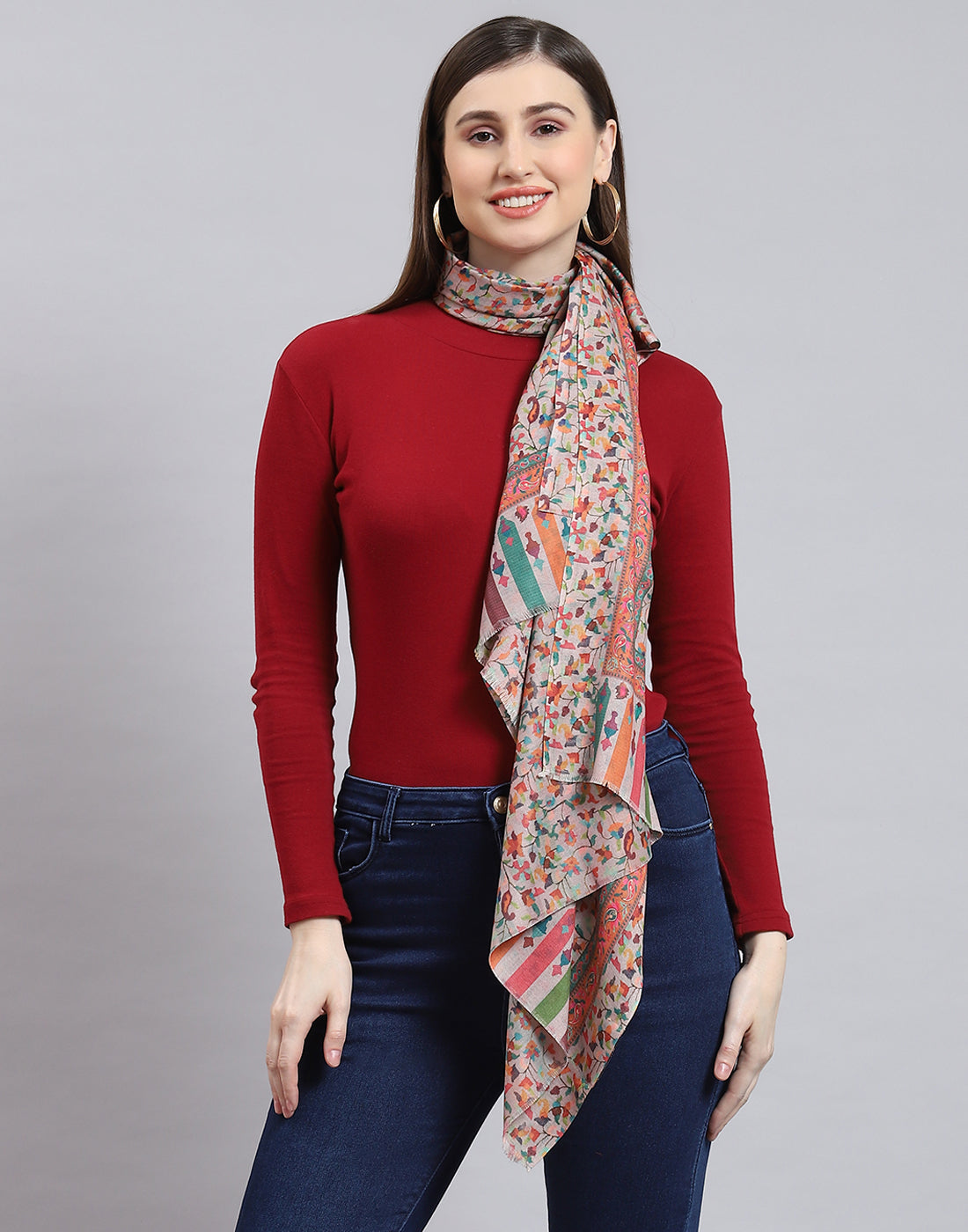 Women Pink Self Design Stole