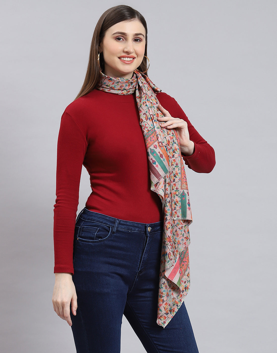 Women Pink Self Design Stole