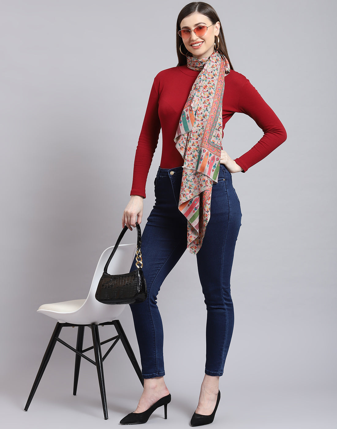 Women Pink Self Design Stole