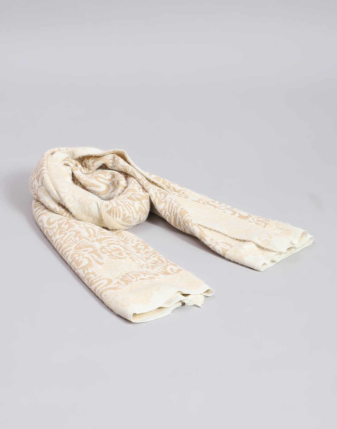 Women Beige Self Design Stole