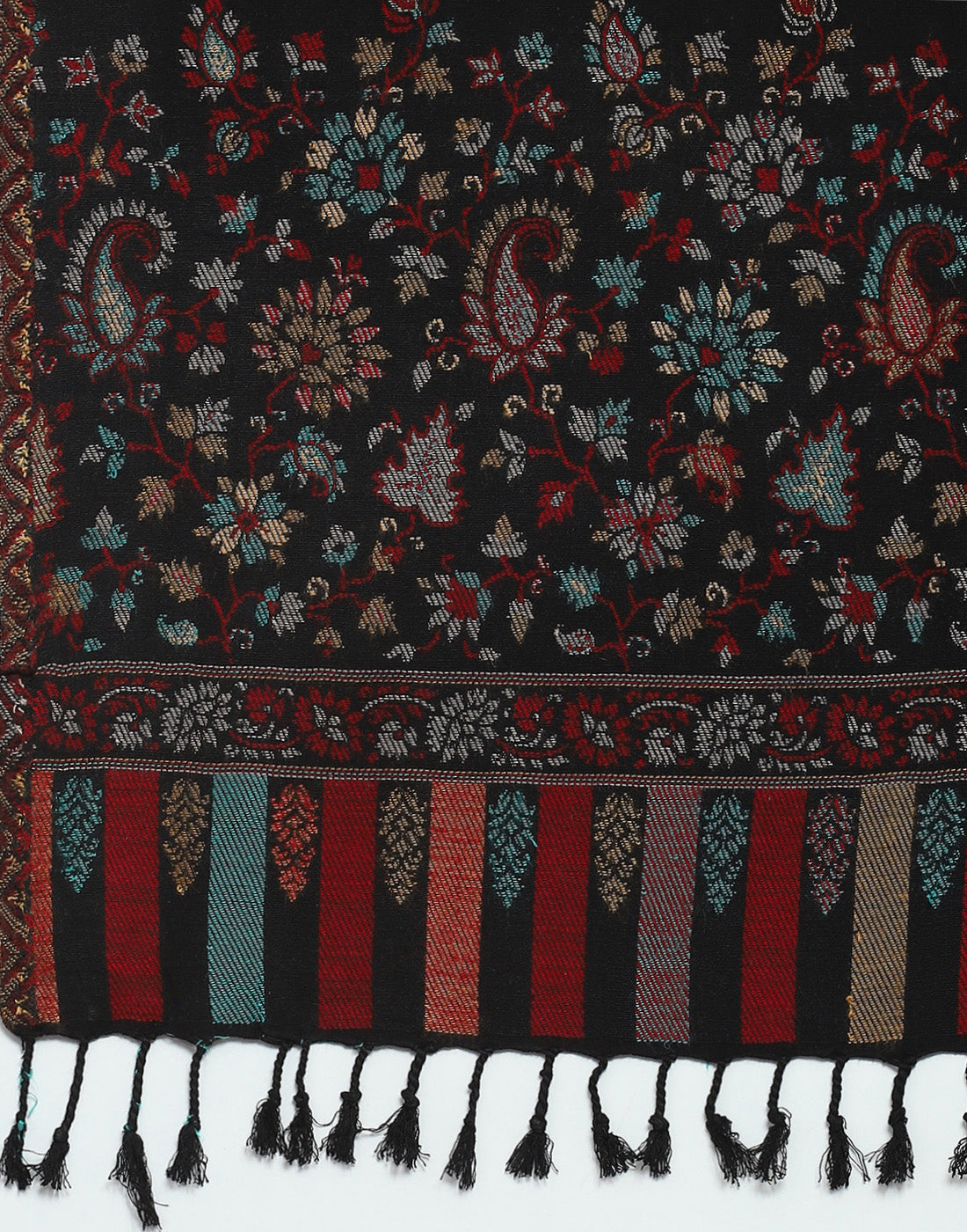 Women Black Self Design Stole