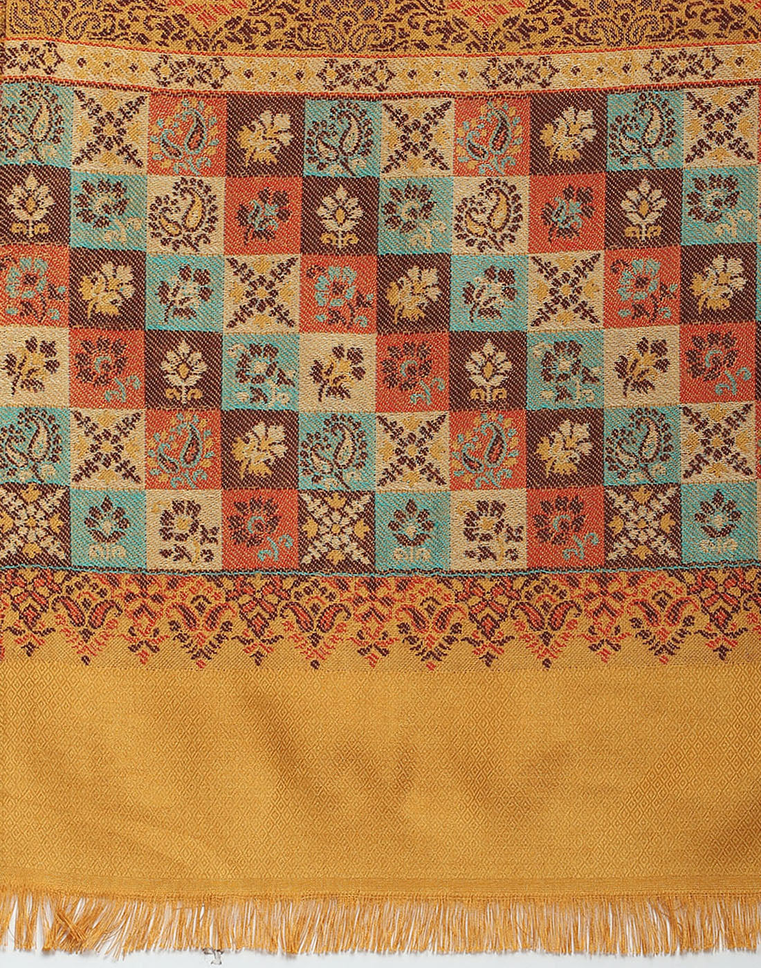 Women Mustard Self Design Stole