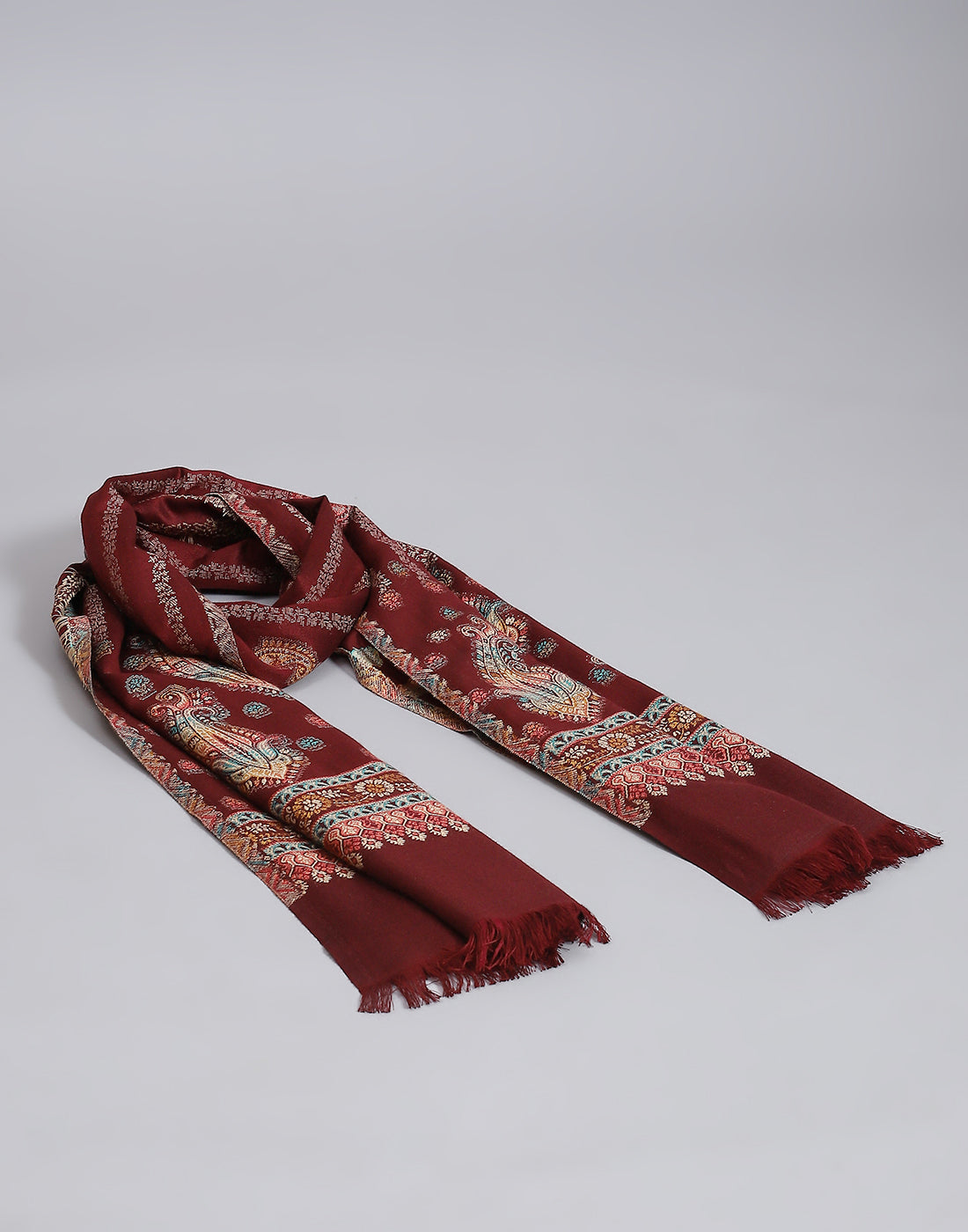 Women Maroon Self Design Stole