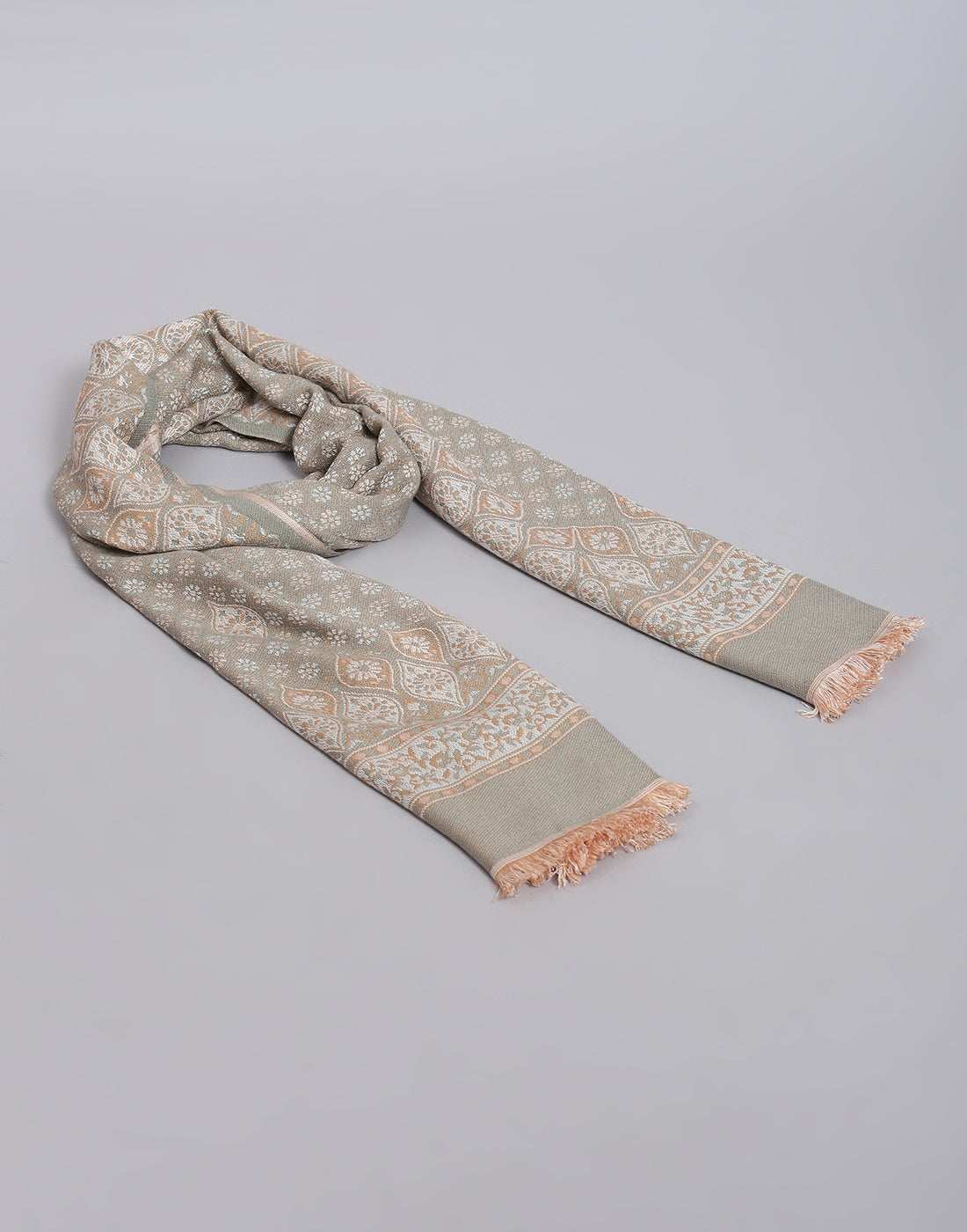 Women Olive Self Design Stole