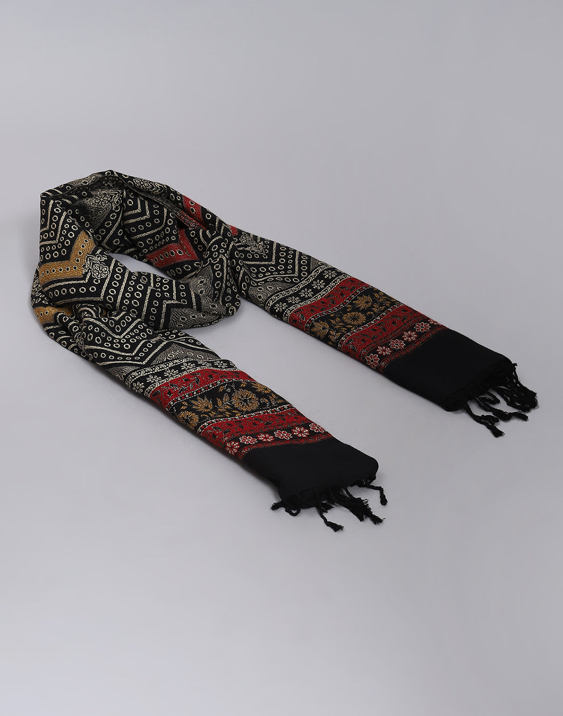 Women Black Self Design Stole