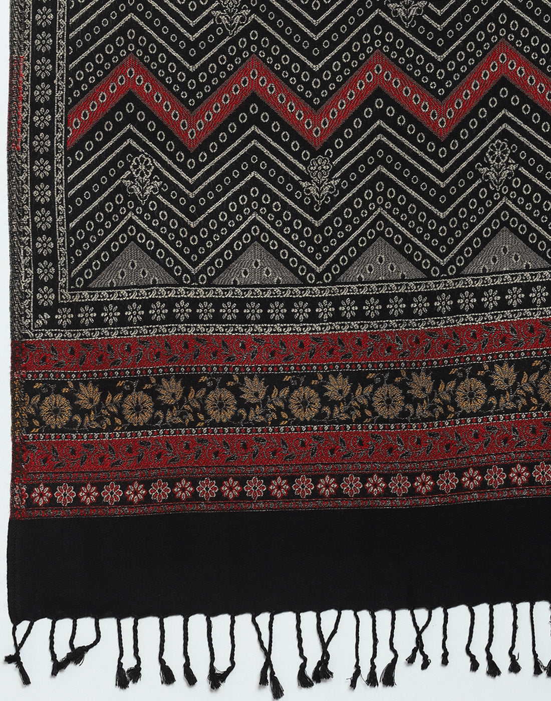 Women Black Self Design Stole