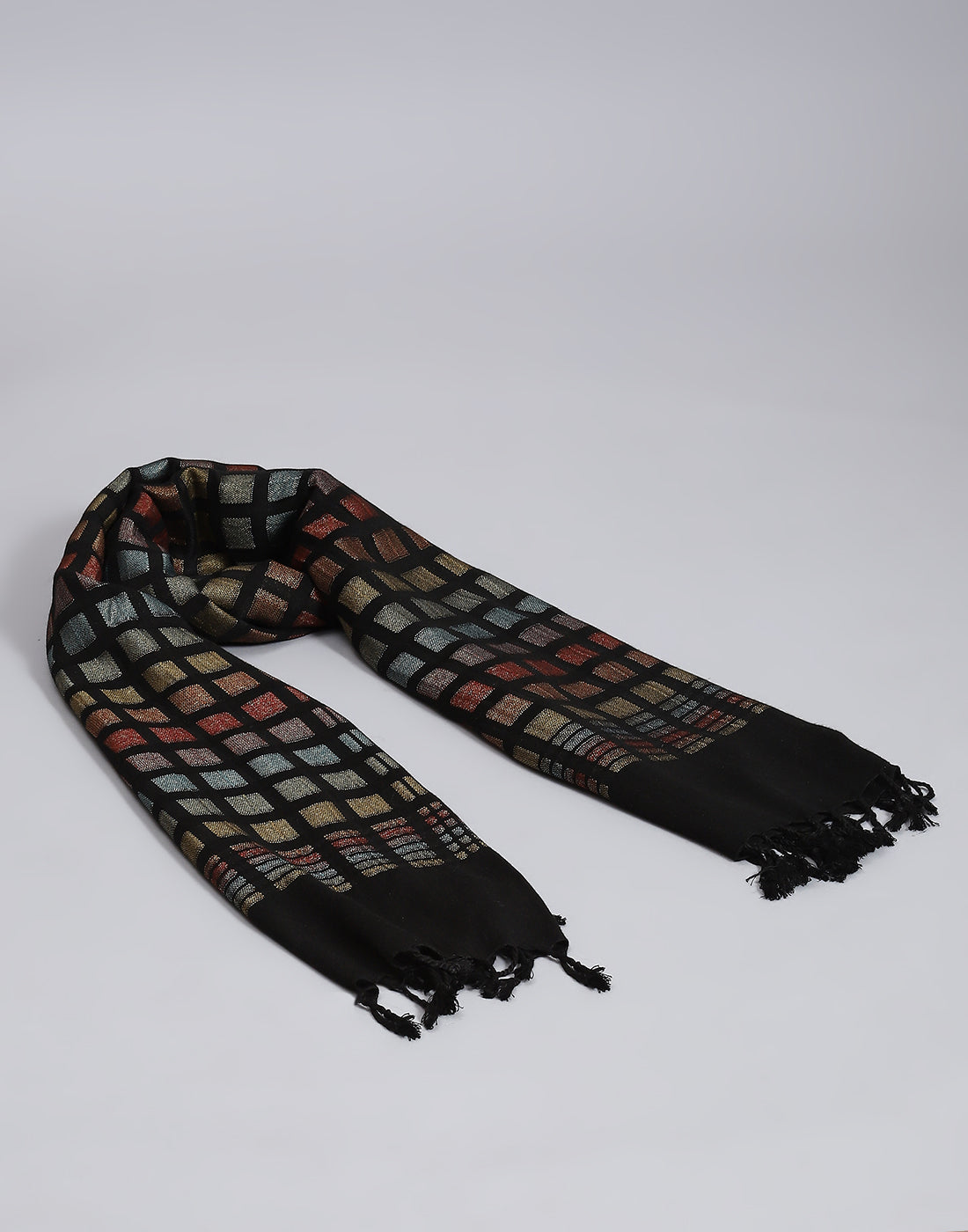 Women Black Self Design Stole