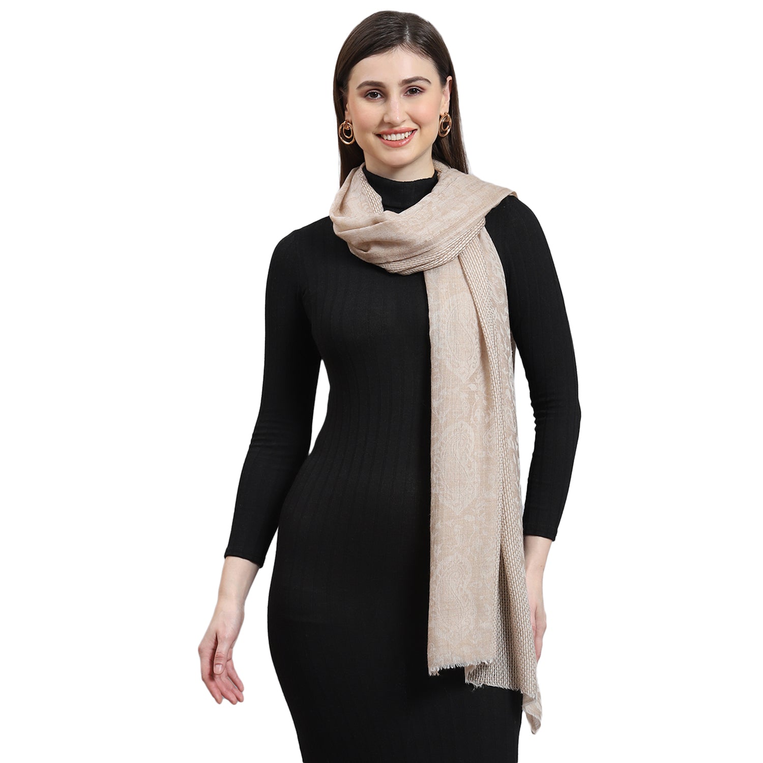 Women Beige Solid Stole