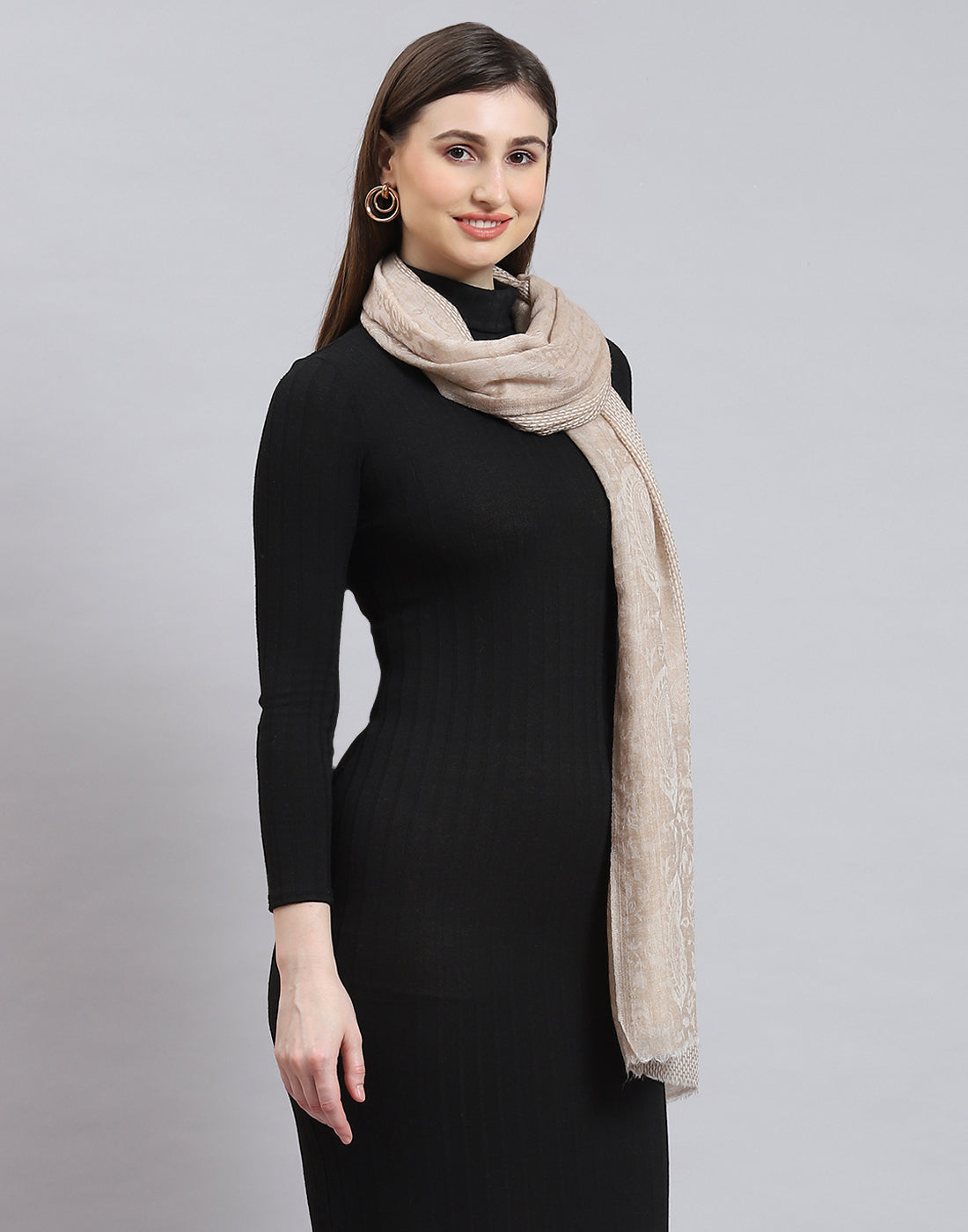 Women Beige Solid Stole