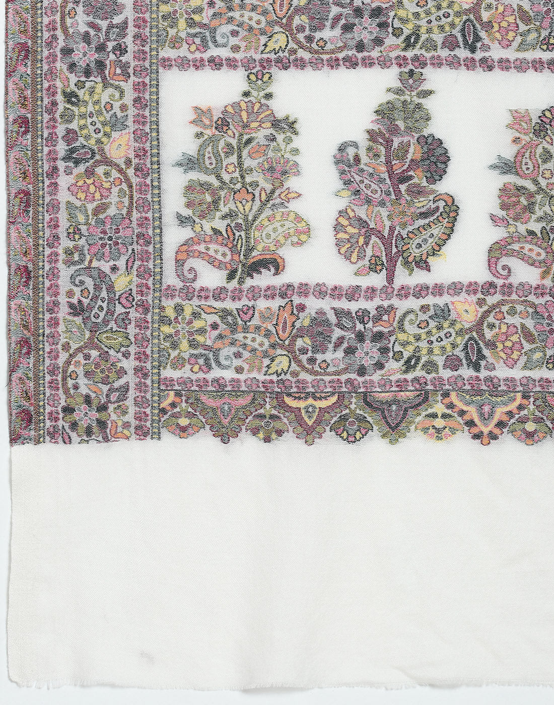 Women White Self Design Stole