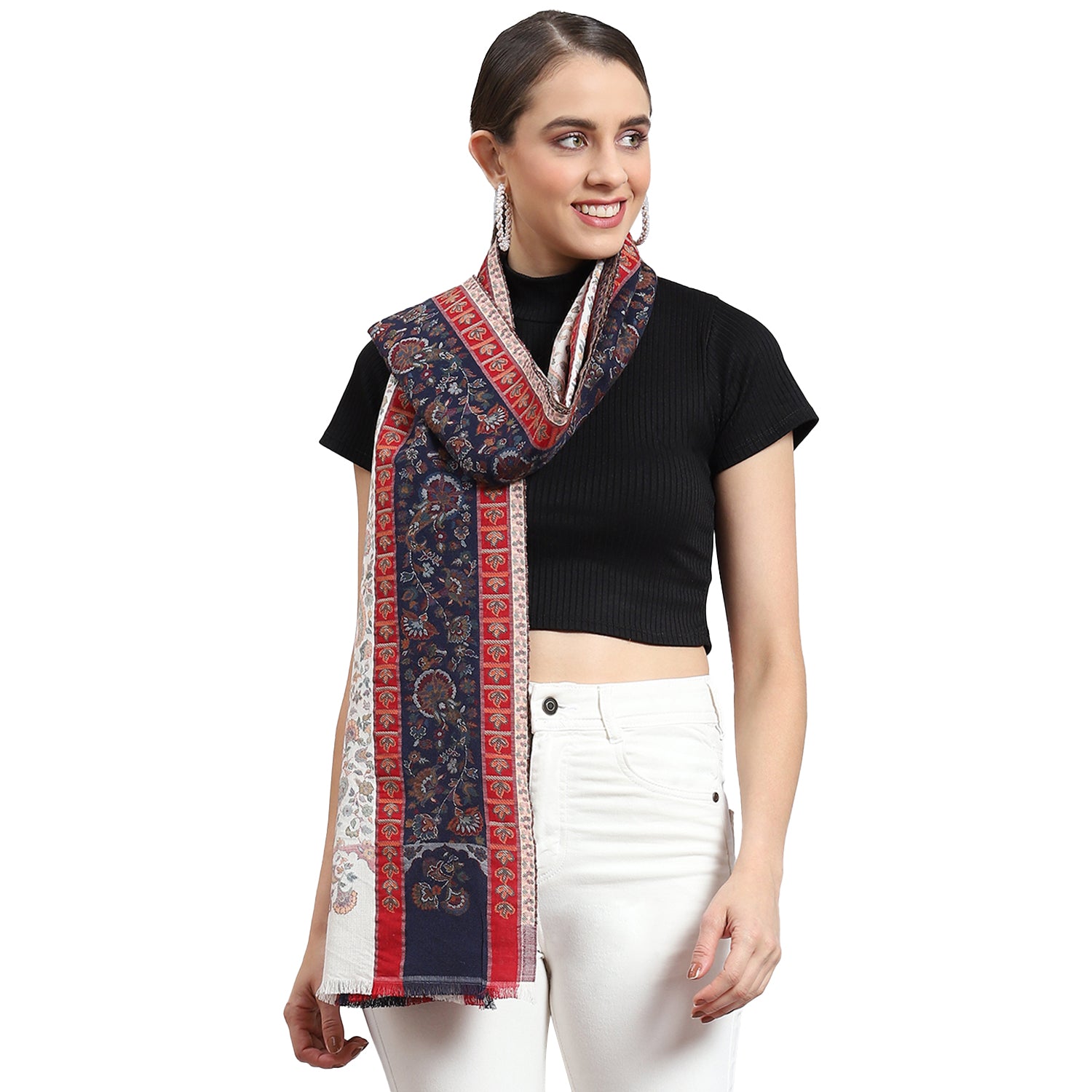 Women Blue Self Design Stole