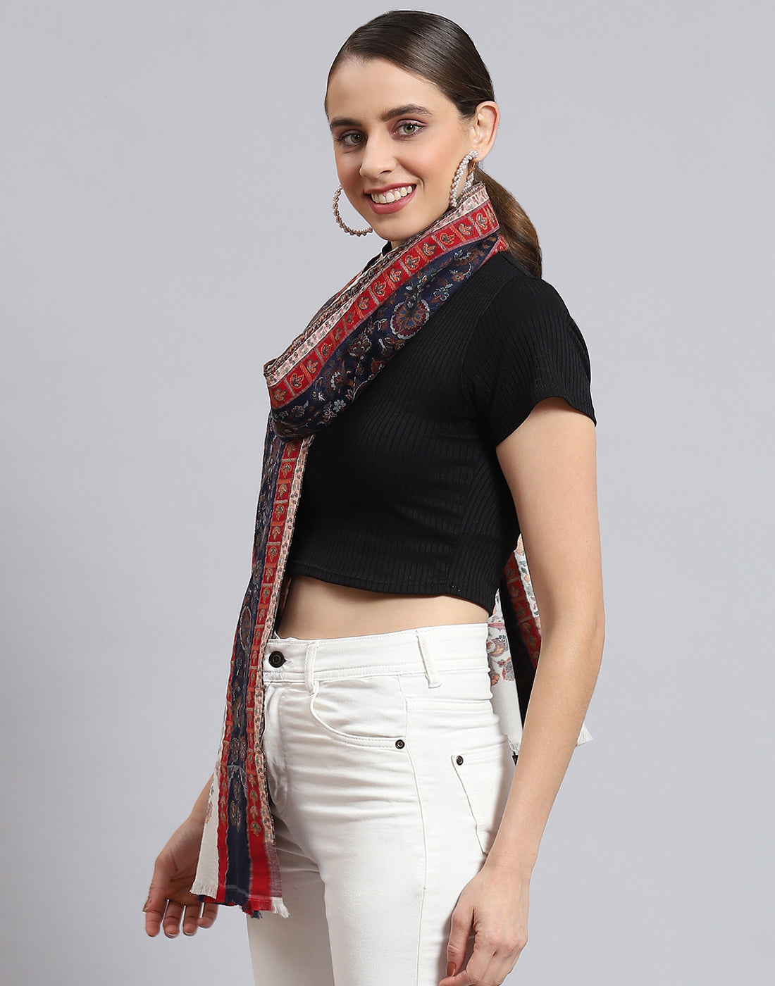 Women Blue Self Design Stole