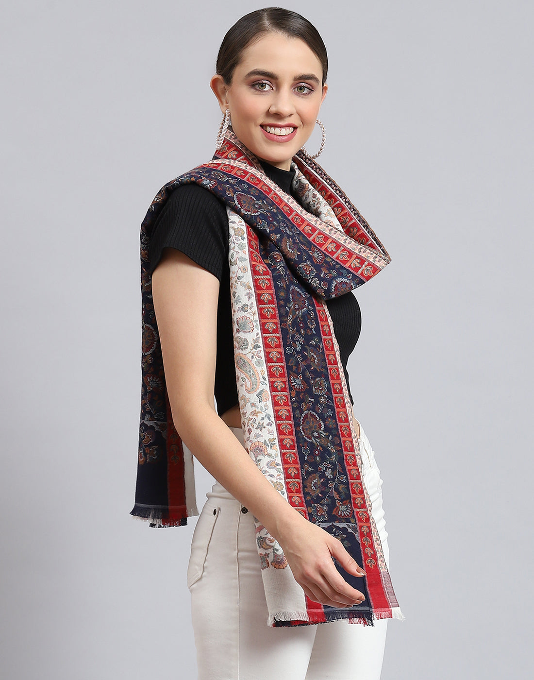 Women Blue Self Design Stole