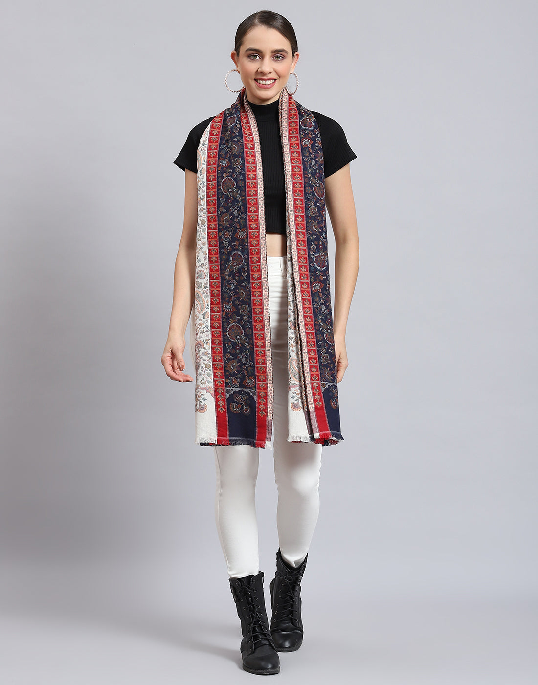 Women Blue Self Design Stole