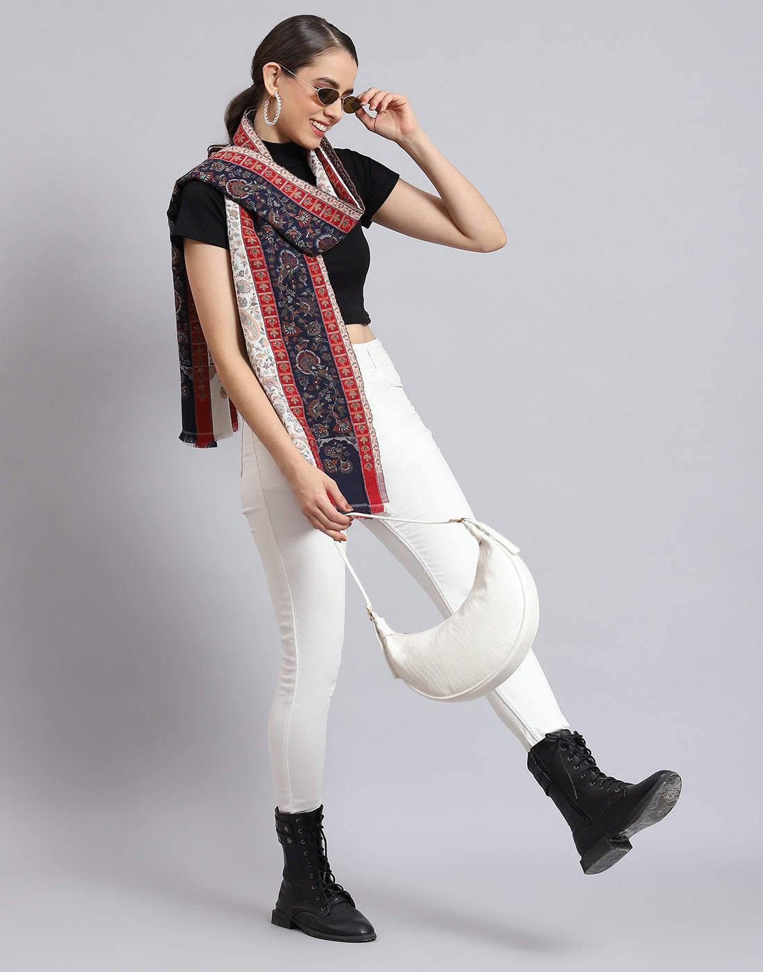 Women Blue Self Design Stole