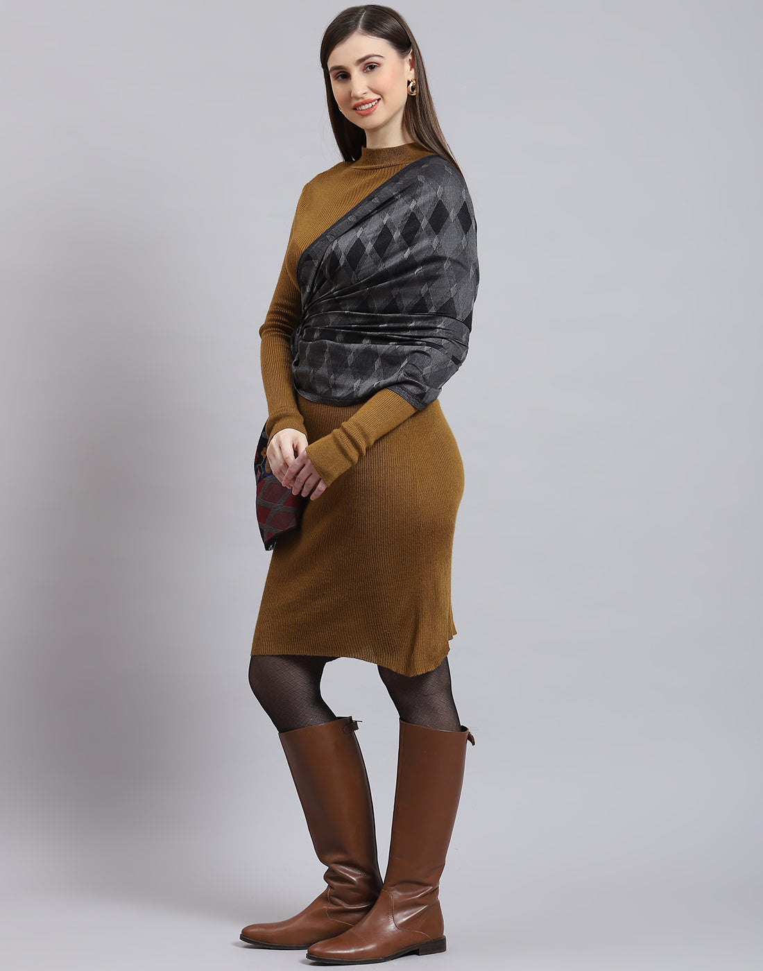 Women Grey Self Design Stole