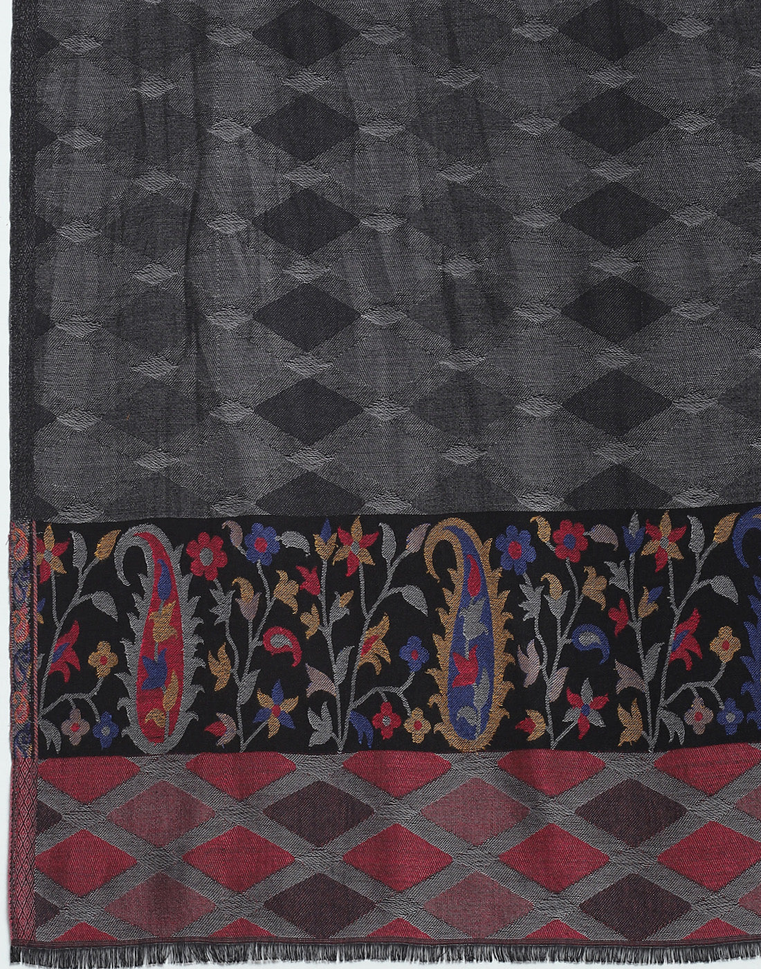 Women Grey Self Design Stole