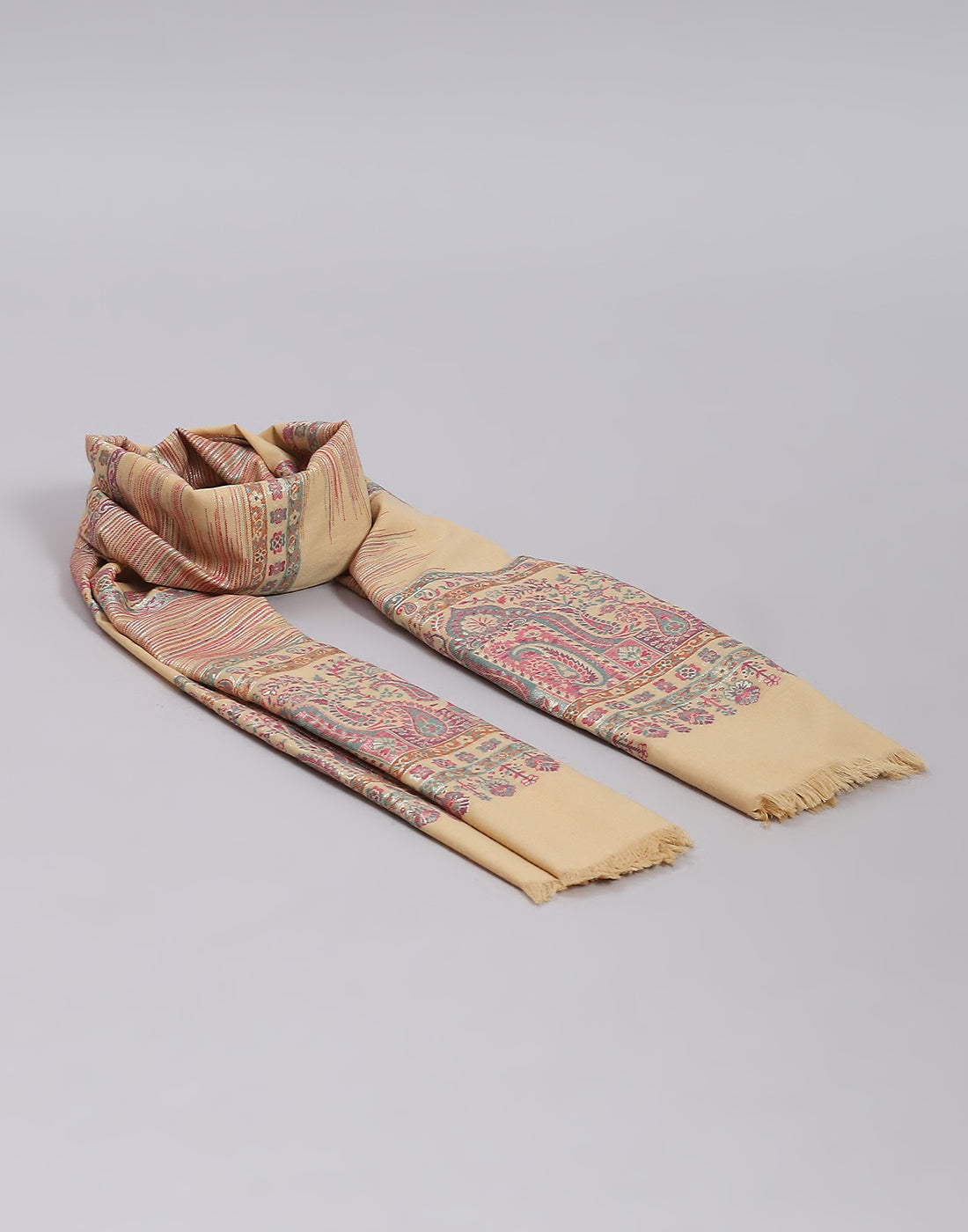 Women Beige Self Design Stole