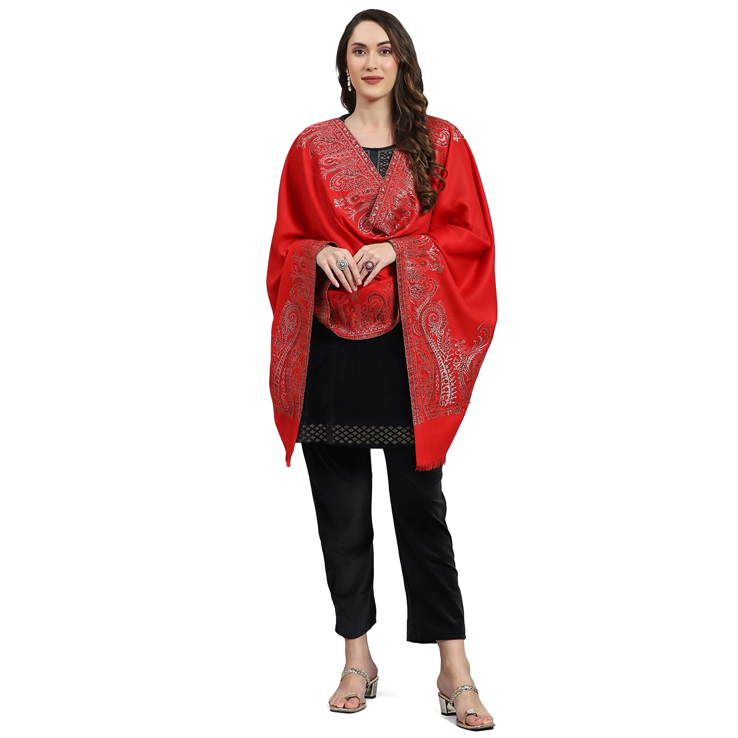 Women Rust Self Design Stole