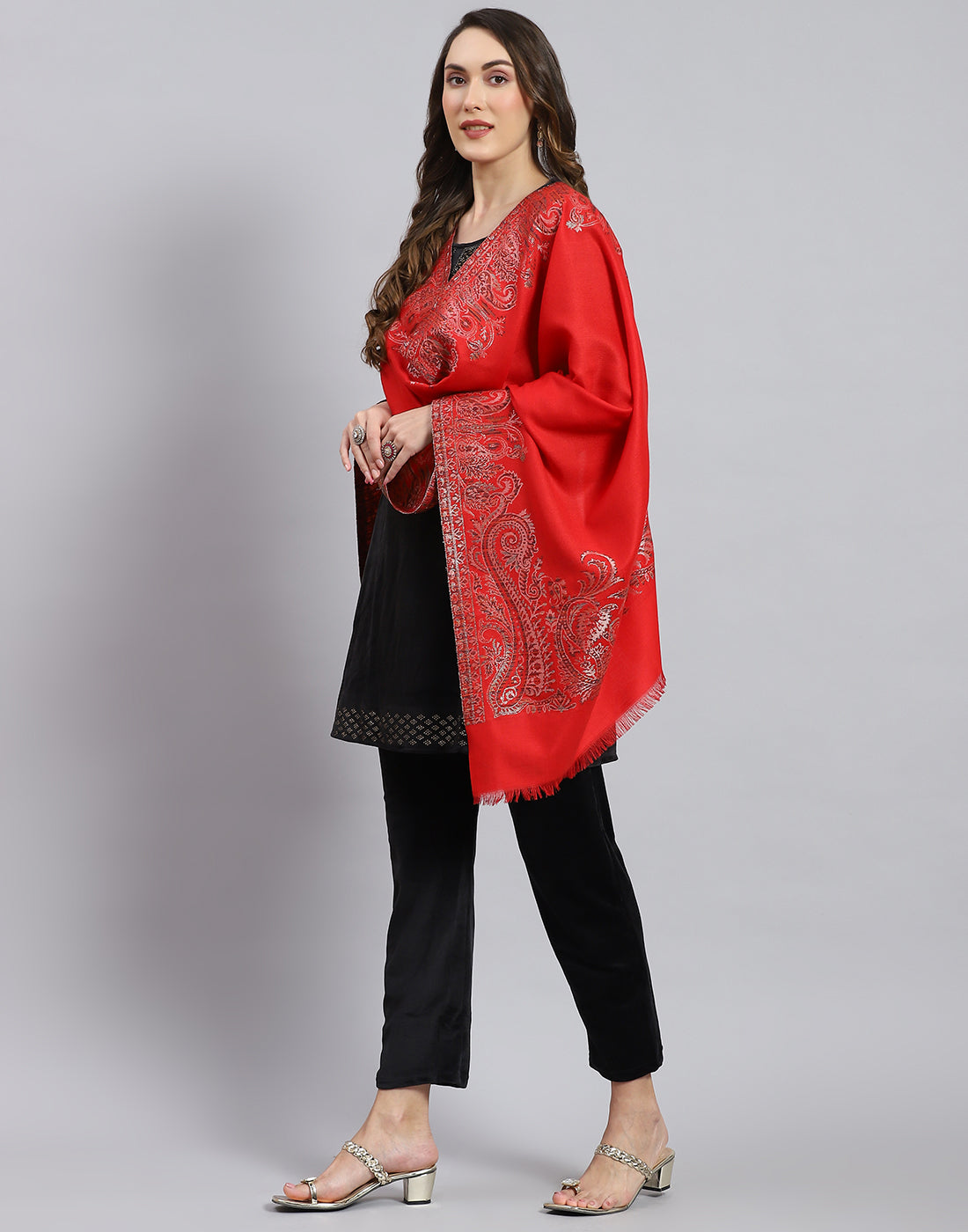 Women Rust Self Design Stole