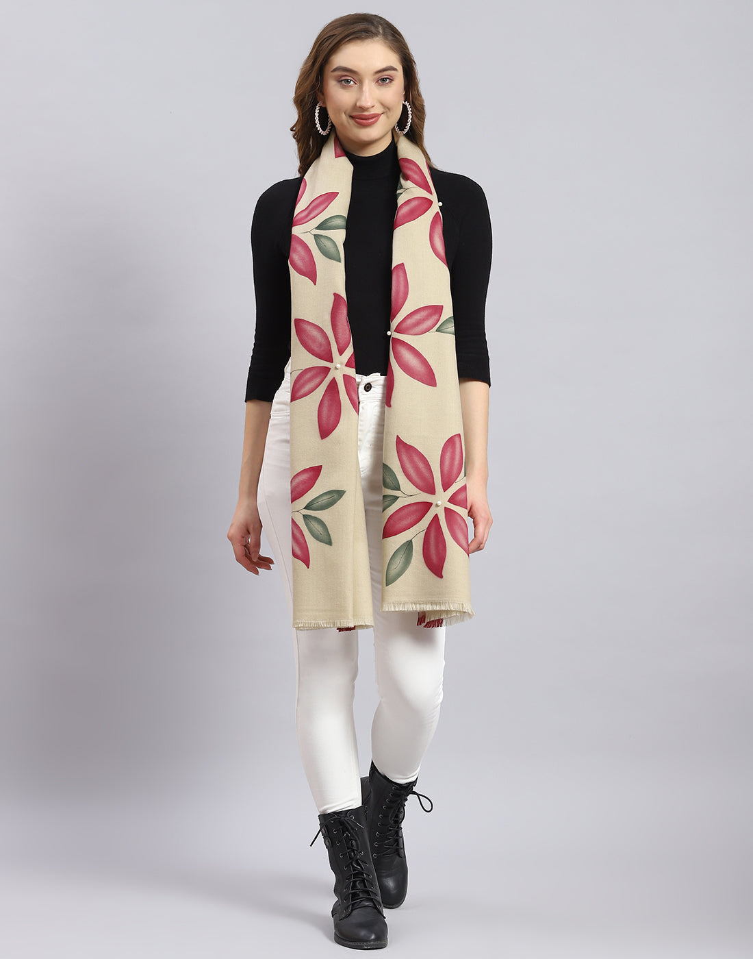 Women Beige Printed Stole