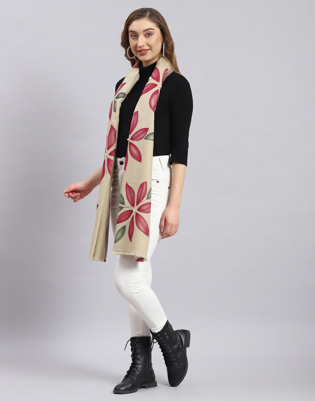 Women Beige Printed Stole