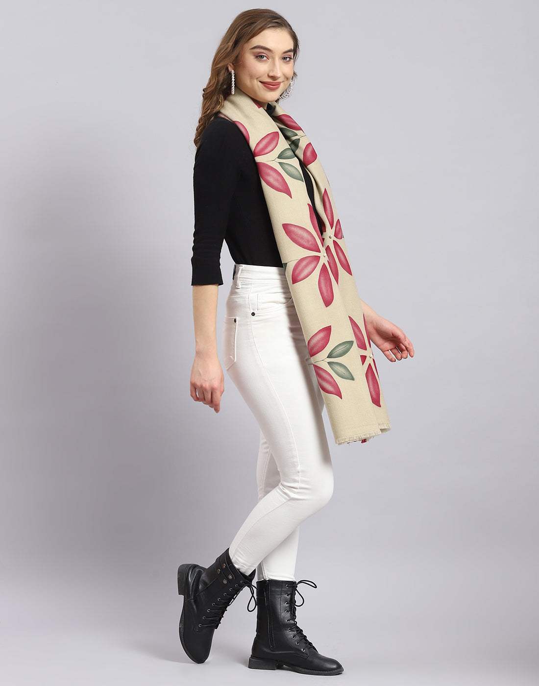 Women Beige Printed Stole