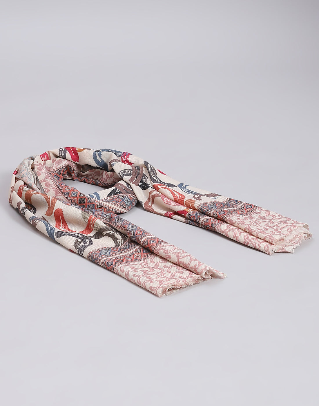 Women Cream Printed Stole