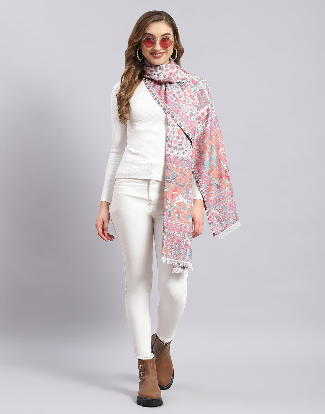 Women Multicolor Self Design Stole