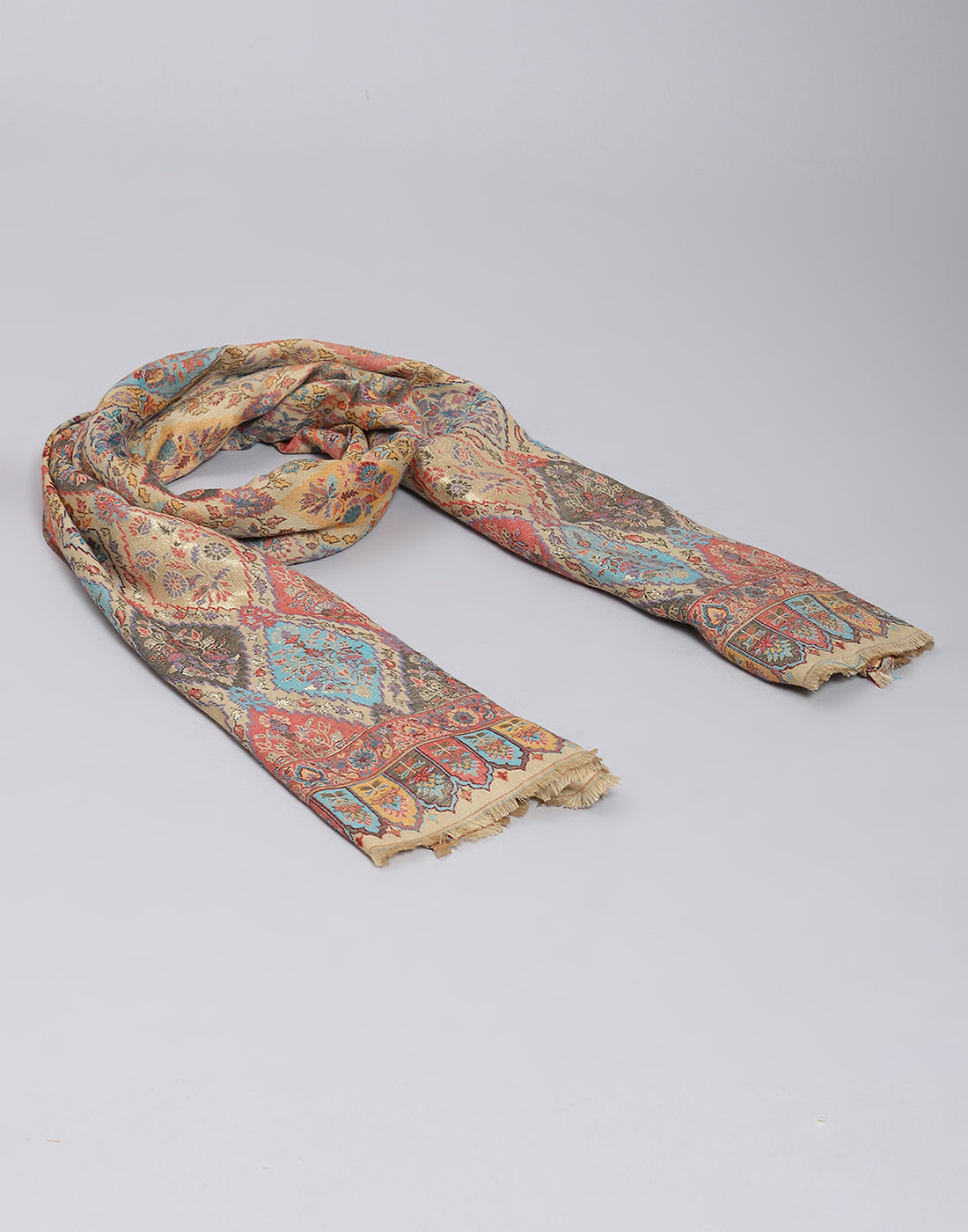 Women Beige Self Design Stole