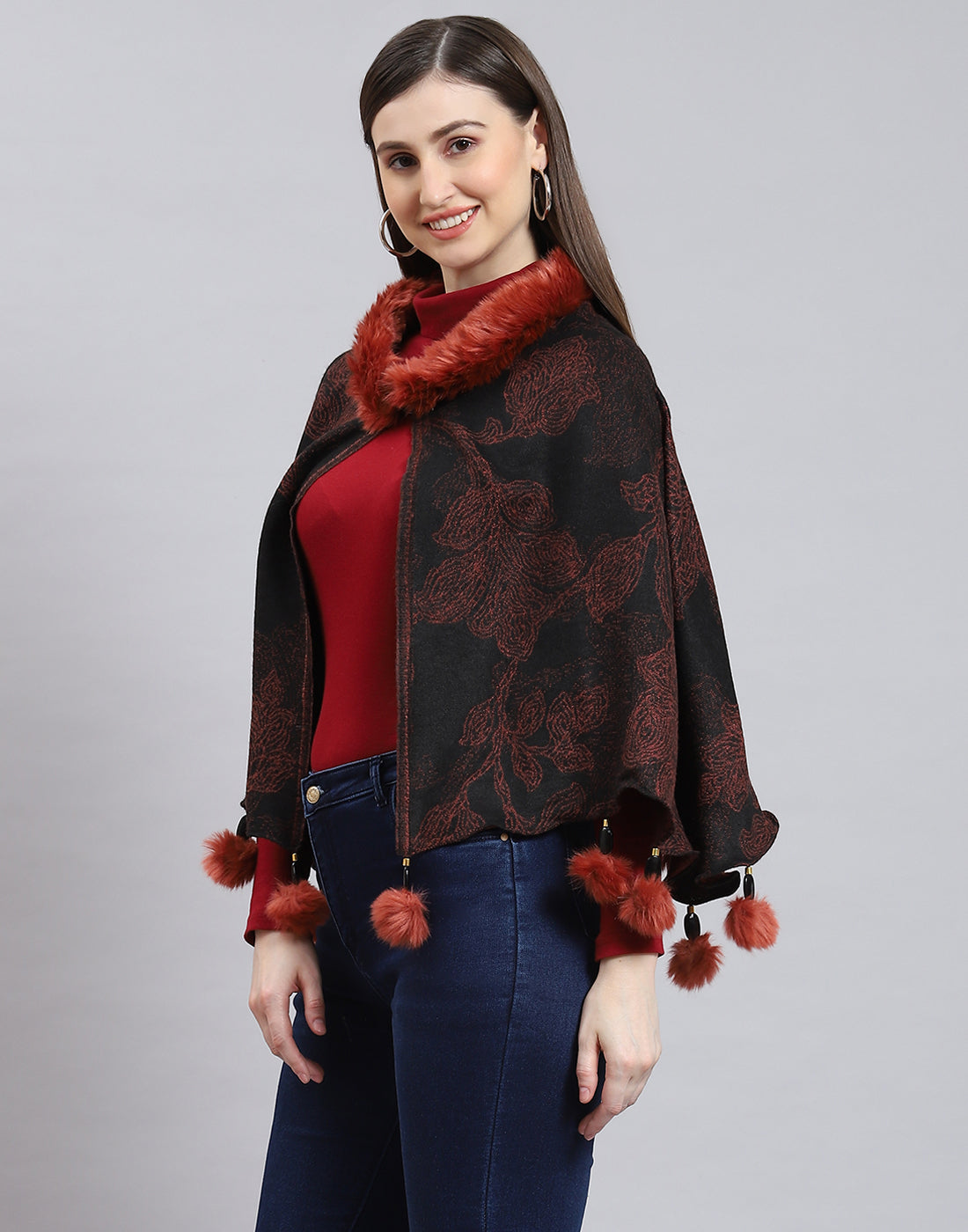 Women Brown Self Design Stole