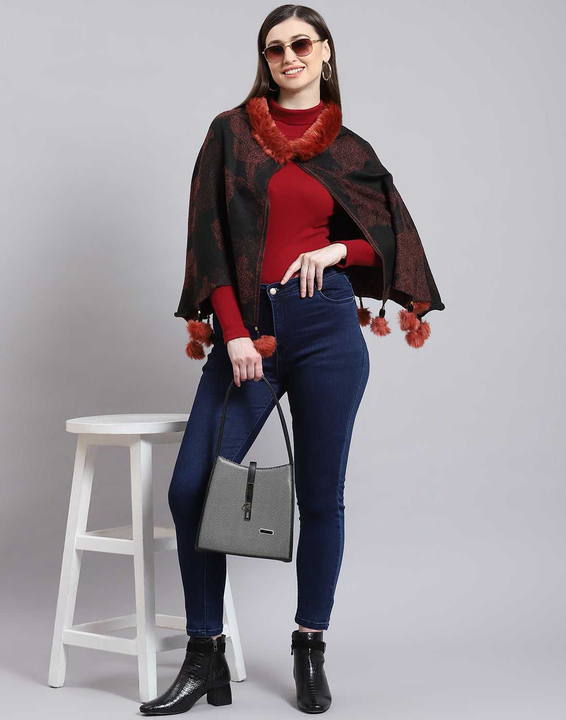 Women Brown Self Design Stole