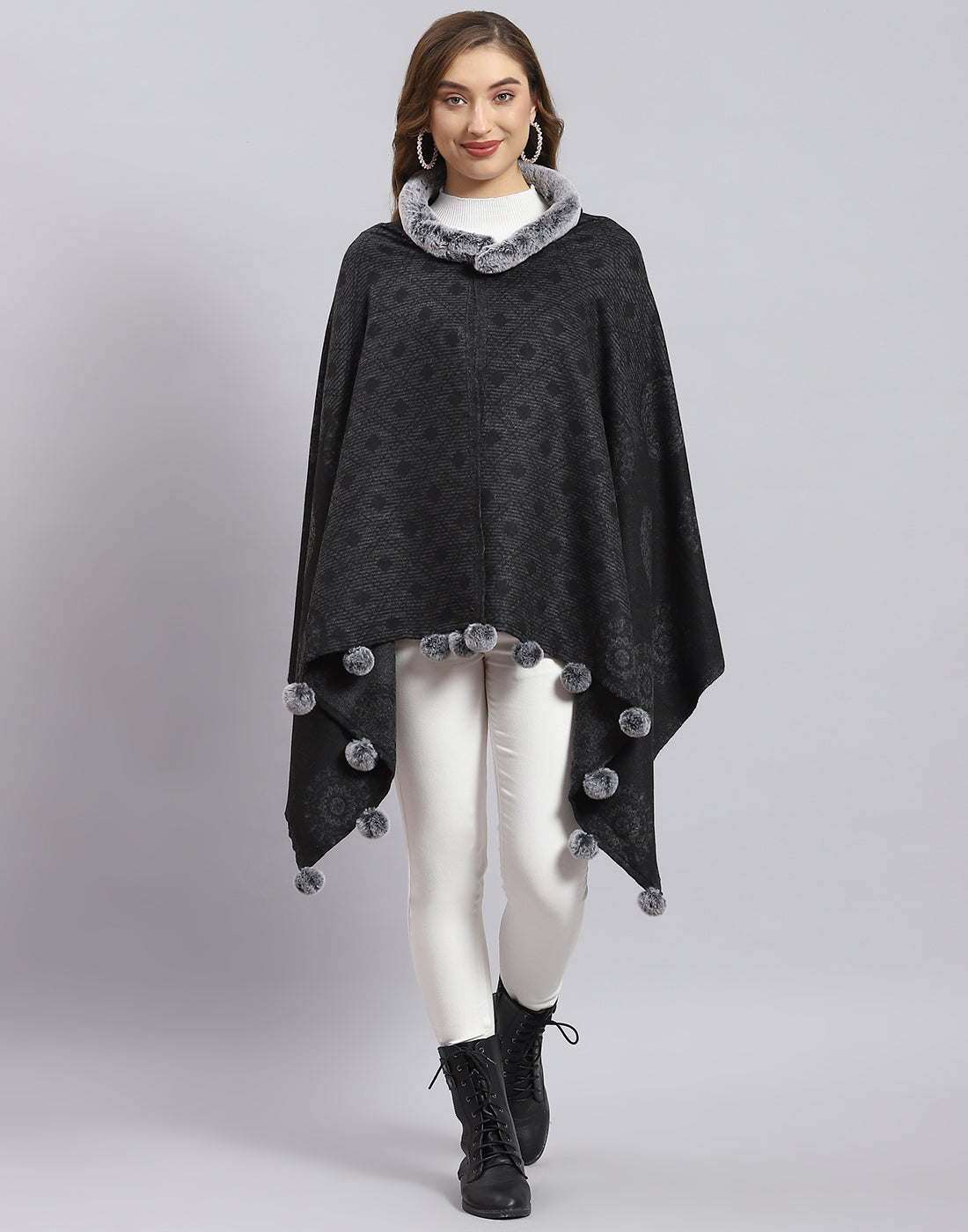 Women Grey Self Design Stole