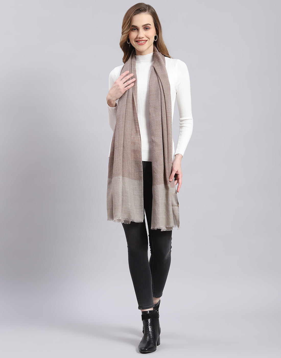 Women Khaki Stripe Stole