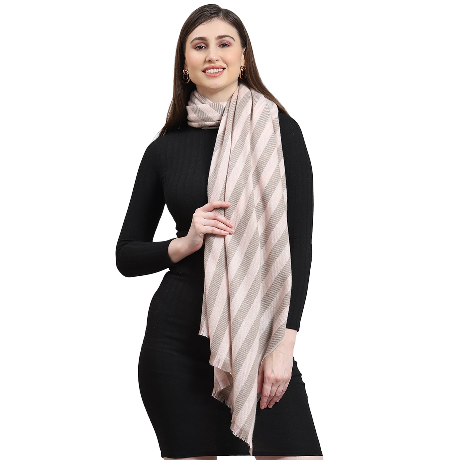 Women Beige Stripe Stole