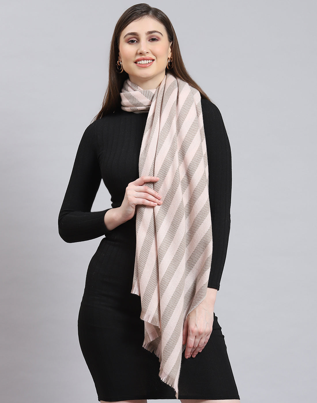 Women Beige Stripe Stole