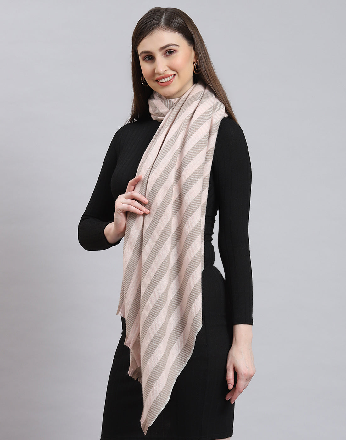 Women Beige Stripe Stole