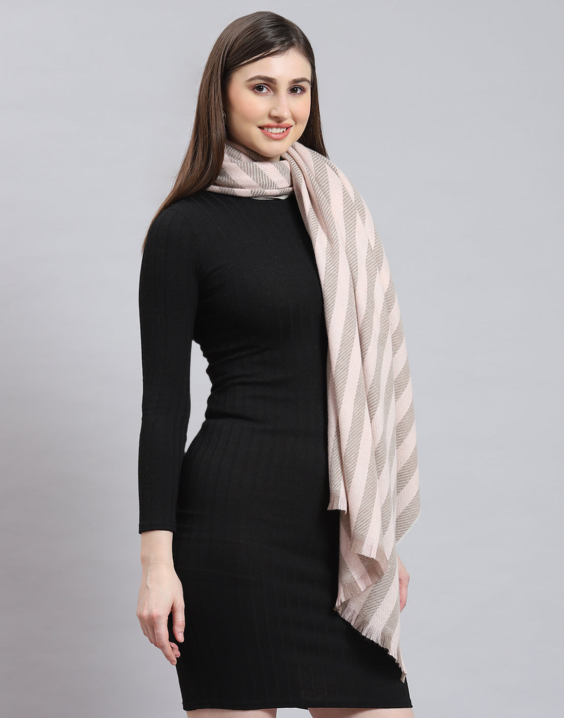 Women Beige Stripe Stole