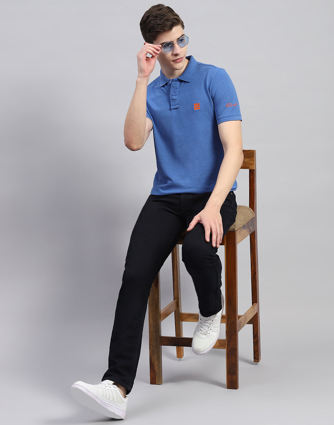 Rock.it Men Blue Solid Polo Collar Half Sleeve T-Shirt