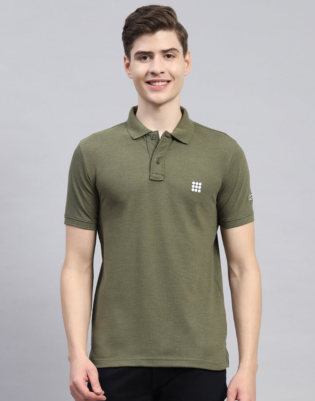 Rock.it Men Olive Solid Polo Collar Half Sleeve T-Shirt