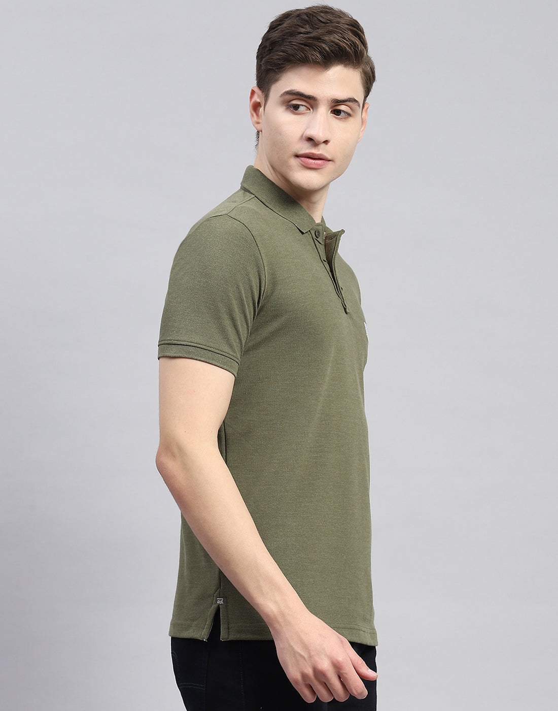 Rock.it Men Olive Solid Polo Collar Half Sleeve T-Shirt
