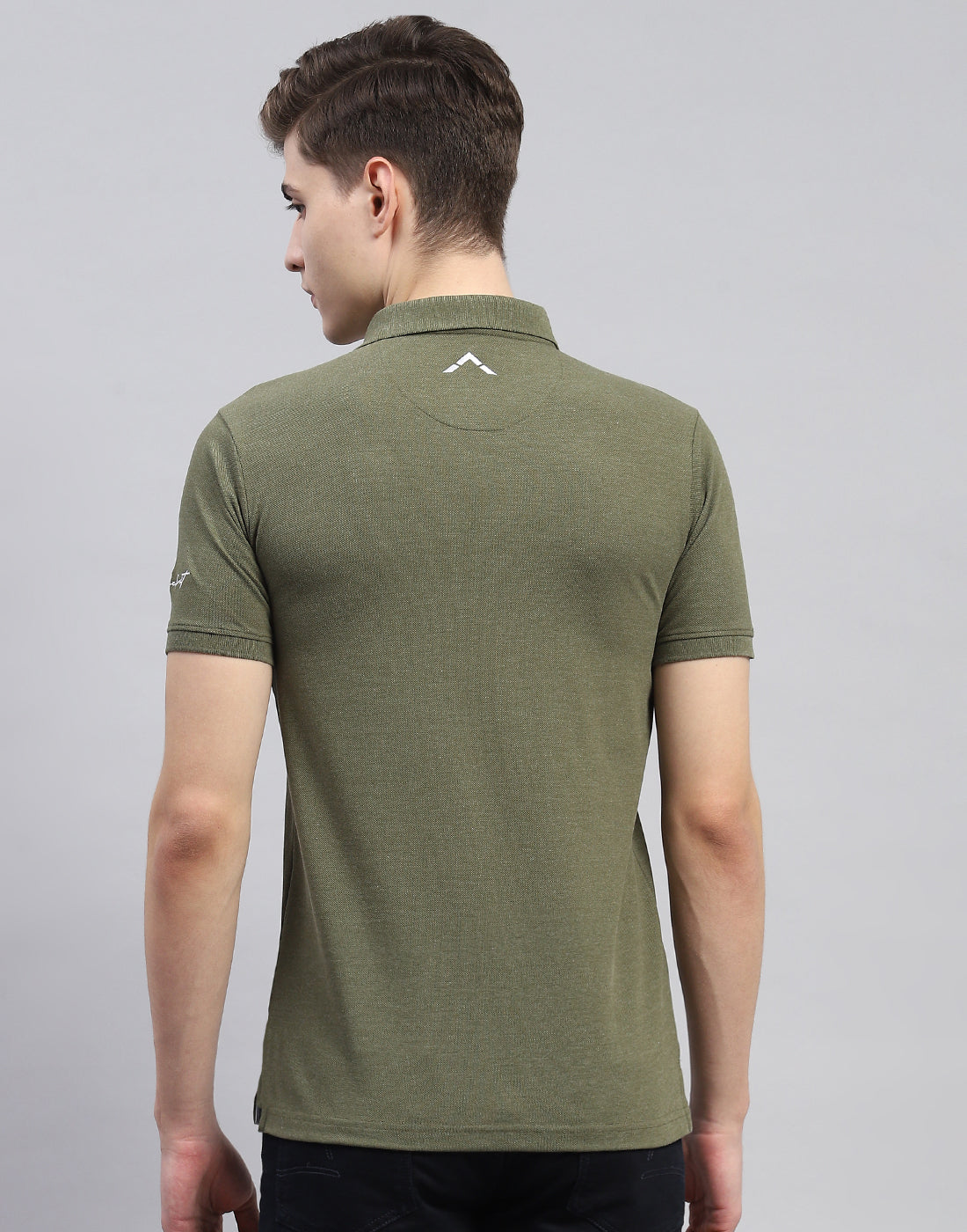 Rock.it Men Olive Solid Polo Collar Half Sleeve T-Shirt